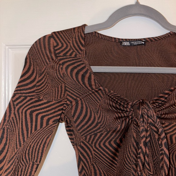 Zara brown long sleeve mini dress - Picture 3 of 4
